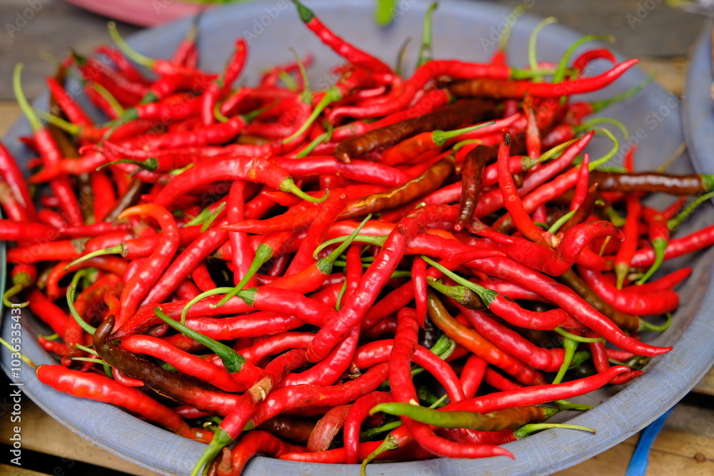 Indonesia Manado - Minahasa Regency - Traditional Market Tomohon - Red Chili peppers - Chilli Indonesia Manado - Minahasa Regency - Traditional Market Tomohon - Red Chili peppers - Chilli