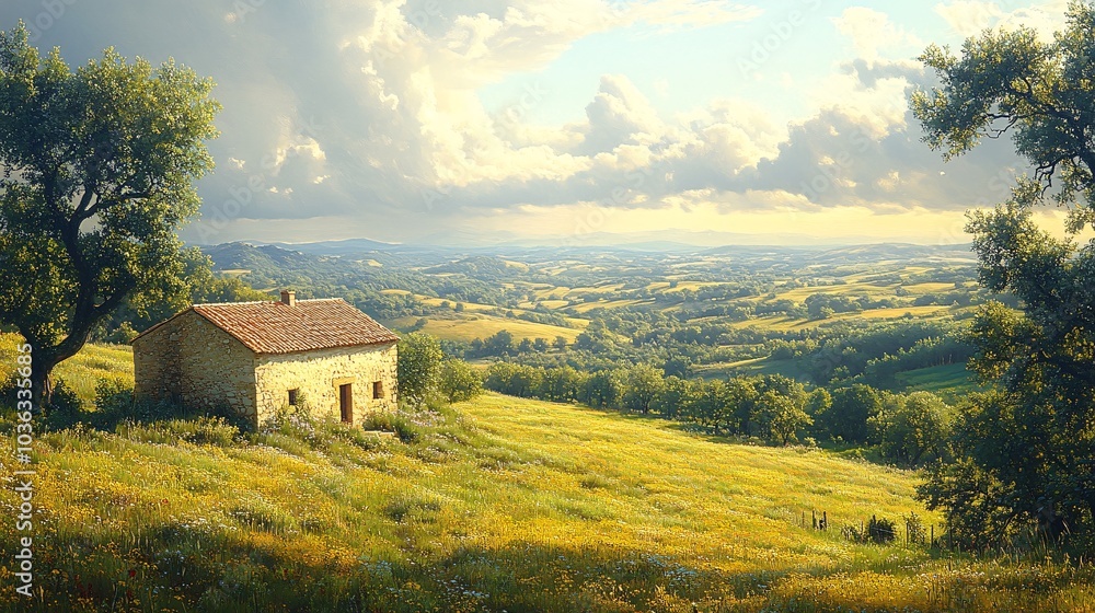 Serene Small Winery in Lush Green Landscape Serene Small Winery in Lush Green Landscape