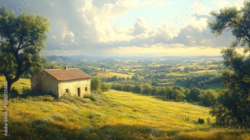 Serene Small Winery in Lush Green Landscape