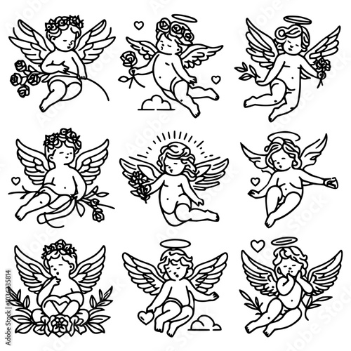 set of cherub icons