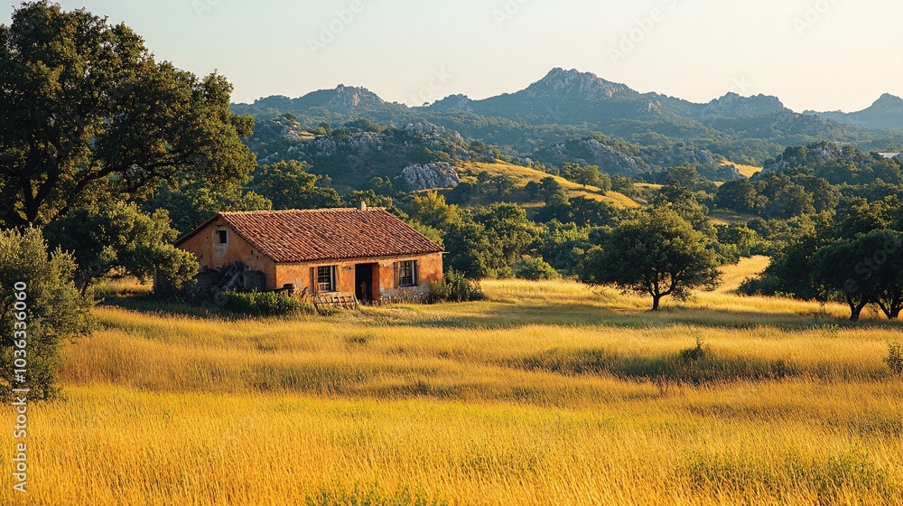 Tranquil Open Landscape with Small Winery Tranquil Open Landscape with Small Winery