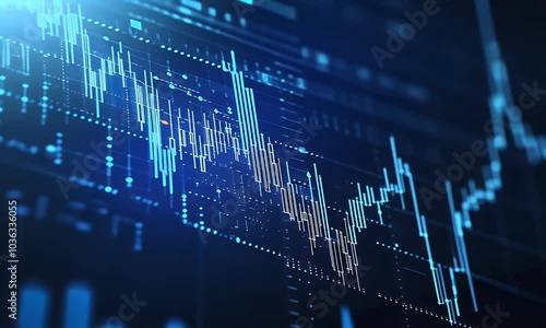 Wallpaper Mural A stock market graph on an abstract background with bokeh lights, displaying candlesticks and lines representing the business concept of trading or finance, Torontodigital.ca