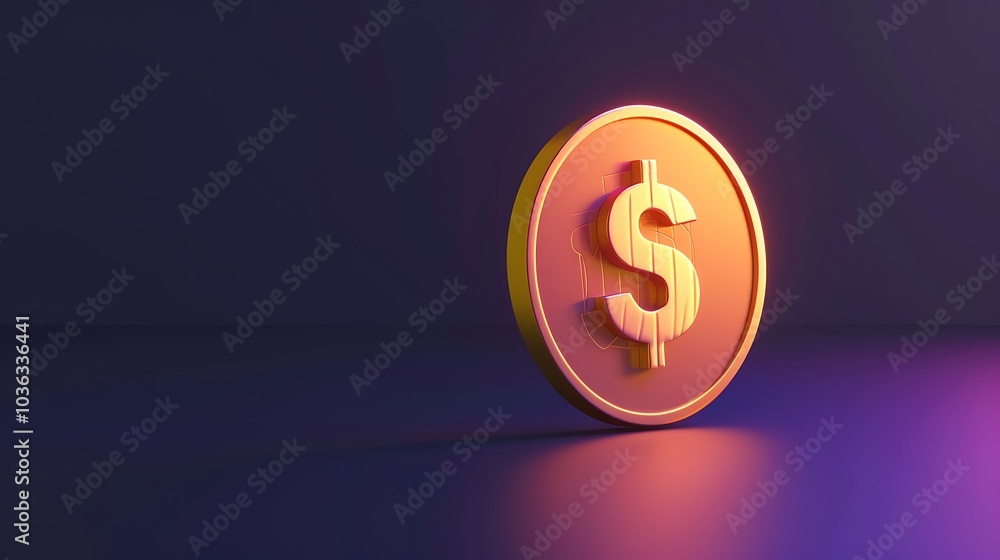 A 3D representation of a dollar sign coin, symbolizing finance and currency. A 3D representation of a dollar sign coin, symbolizing finance and currency.