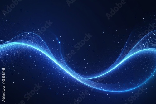 Blue sound waves, abstract background, horizontal composition