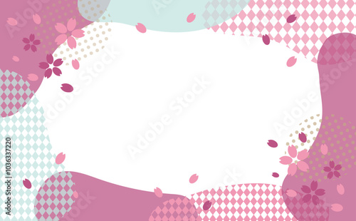 春の模様と桜のフレーム