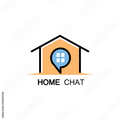 chat house logo illustration design template communication illustration vector line