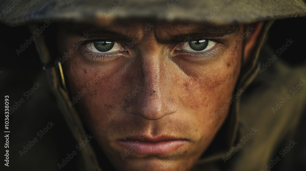 Intense Gaze of a Soldier Captured in 1914 War Intense Gaze of a Soldier Captured in 1914 War