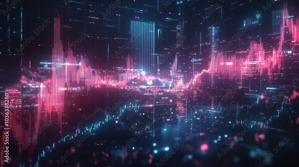 Abstract background with stock market growth and decline, digital financial charts and indicators Abstract background with stock market growth and decline, digital financial charts and indicators