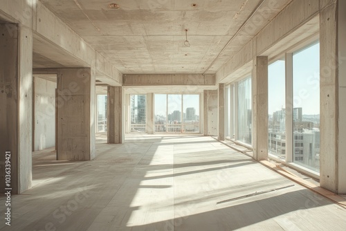 Empty Room Under Construction with City View