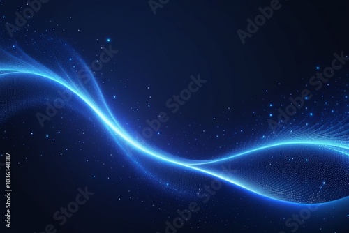 Blue sound waves, abstract background, horizontal composition