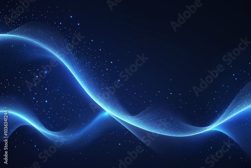 Blue sound waves, abstract background, horizontal composition