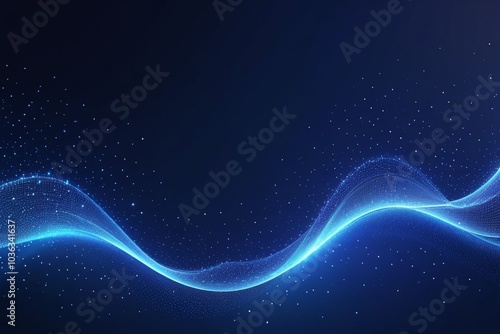 Blue sound waves, abstract background, horizontal composition