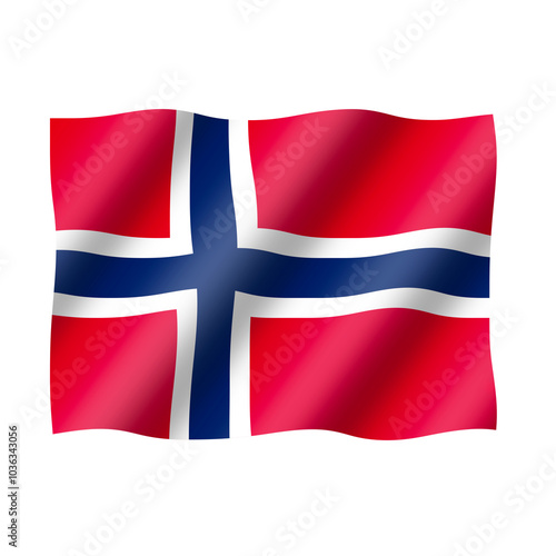 The national flag of Norway is flying beautifully