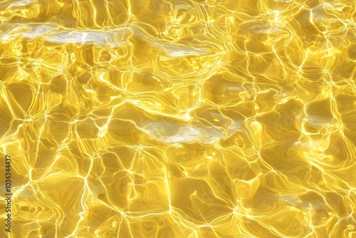 Golden yellow water surface reflecting light with abstract ripple patterns for liquid and texture design concept
