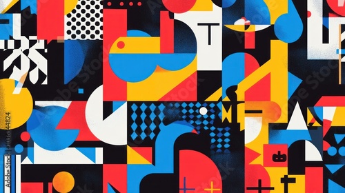 Abstract Geometric Composition in Vibrant Colors