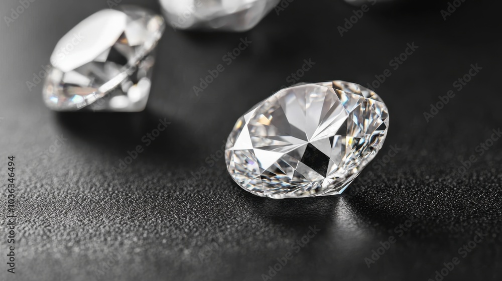 A close-up of diamonds twinkling against a dark background, emphasizing their clarity and sparkle, perfect for luxury and elegance themes. A close-up of diamonds twinkling against a dark background, emphasizing their clarity and sparkle, perfect for luxury and elegance themes.