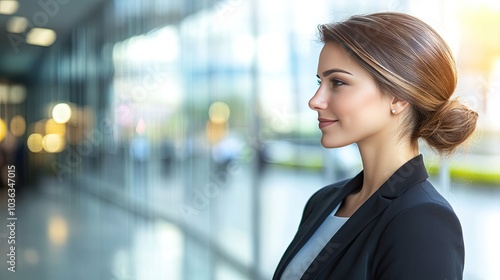 Confident Woman in Business Attire at Modern Office