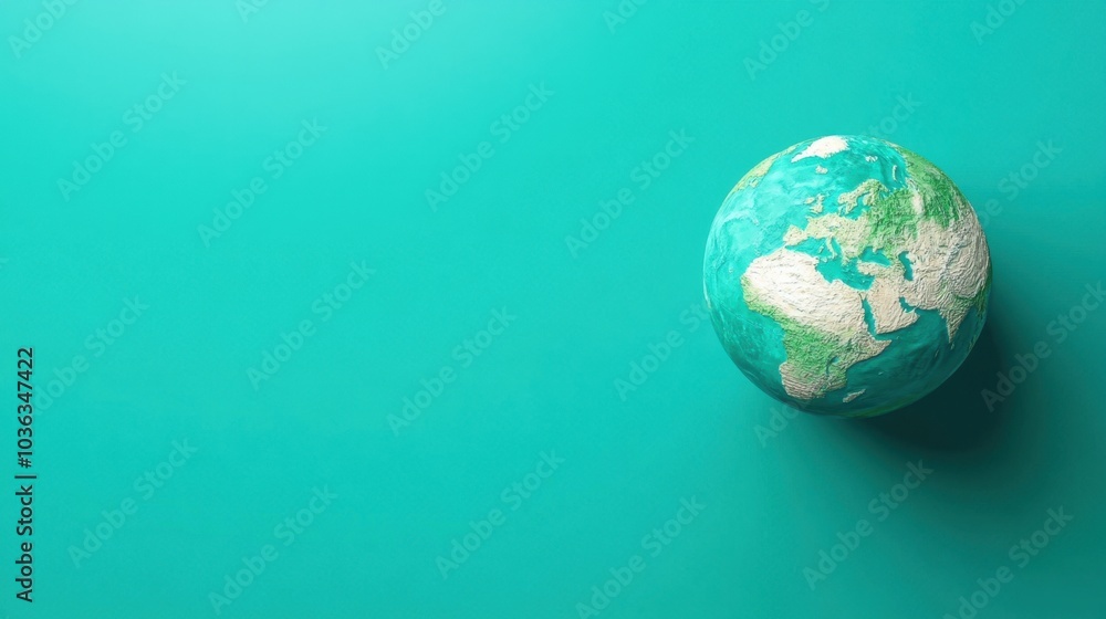 A detailed Earth globe set against a solid cyan background, perfect for environmental awareness themes. A detailed Earth globe set against a solid cyan background, perfect for environmental awareness themes.