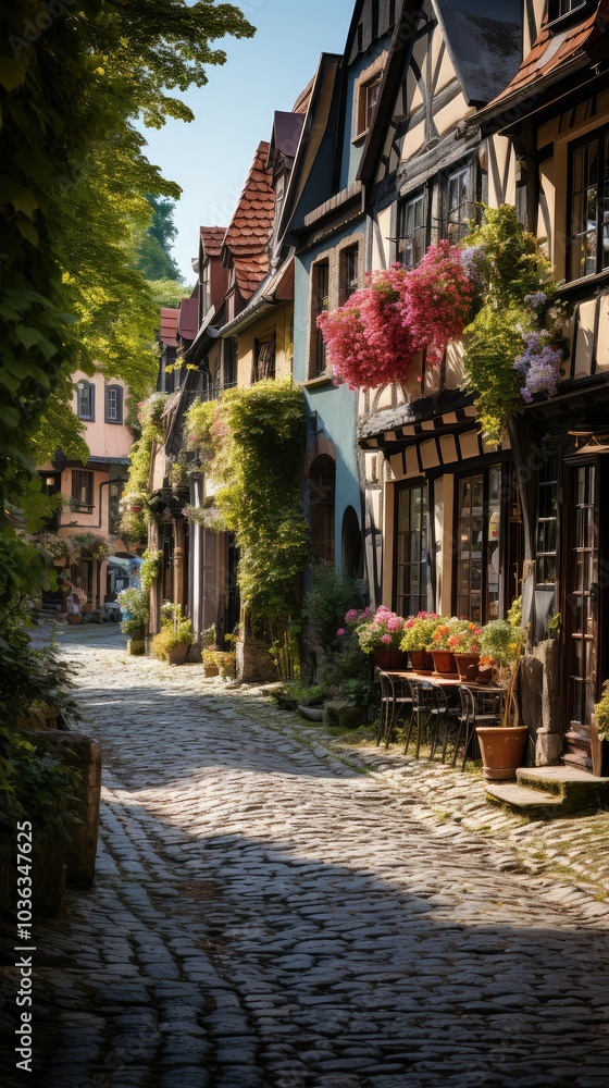 Fototapeta premium Cobblestone street in a charming town