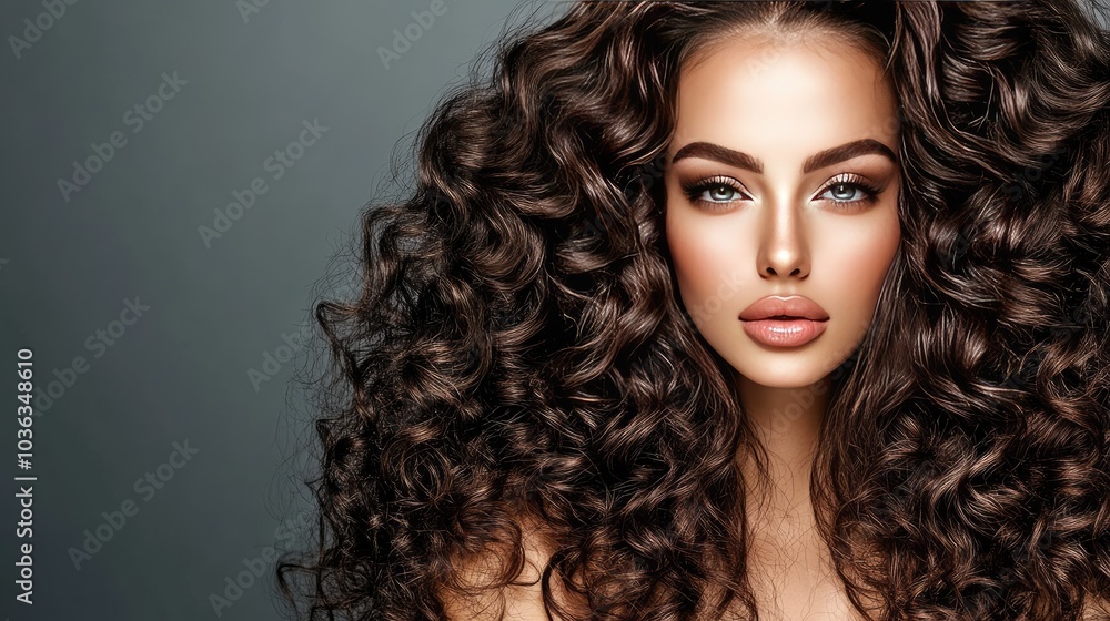 Gorgeous Woman with Luxurious Curly Hair and Striking Features Gorgeous Woman with Luxurious Curly Hair and Striking Features