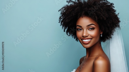 Beautiful Bride with Natural Hair Smiling Elegantly