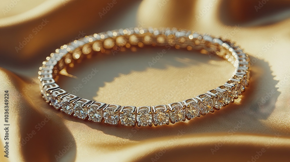 Elegant Diamond Bracelet on Luxurious Satin Background Elegant Diamond Bracelet on Luxurious Satin Background