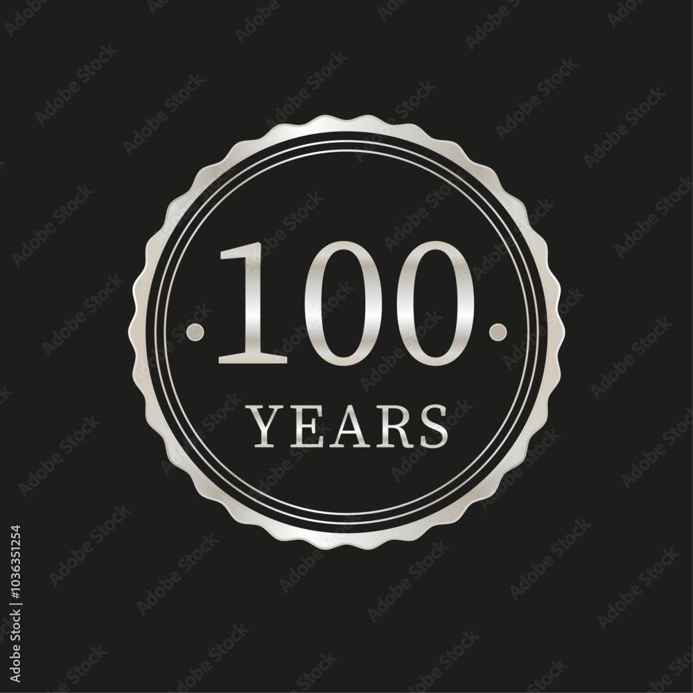 100 years for celebration events, anniversary, commemorative date. metallic beige hundred years logo badge stamp 100 years for celebration events, anniversary, commemorative date. metallic beige hundred years logo badge stamp