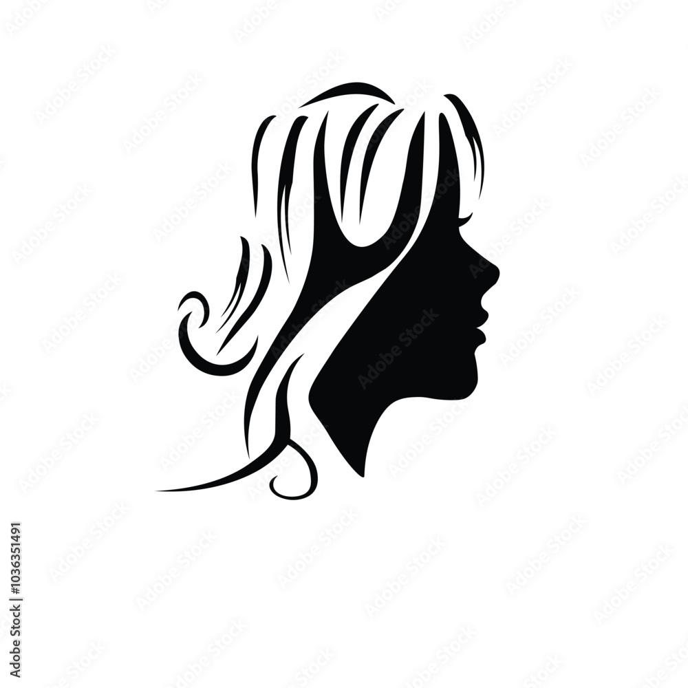 silhouette of woman face, vector, on white background silhouette of woman face, vector, on white background