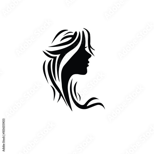 woman silhouette,elegant hairstyle,vector art illustration,on white background