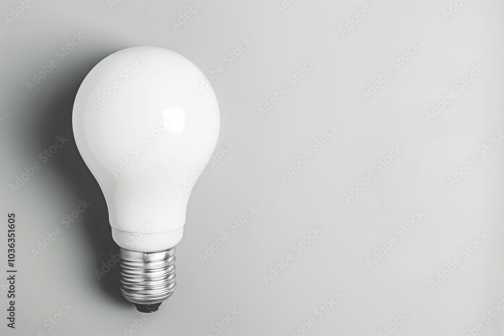 Close-up of white lightbulb on grey background with copy space Close-up of white lightbulb on grey background with copy space