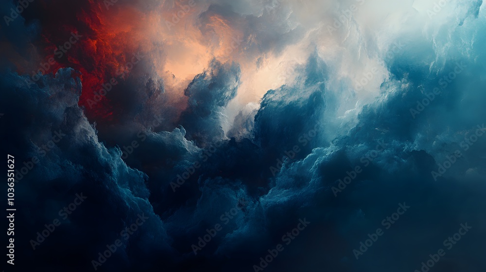 Abstract Blue Red And White Cloud Formation Abstract Blue Red And White Cloud Formation