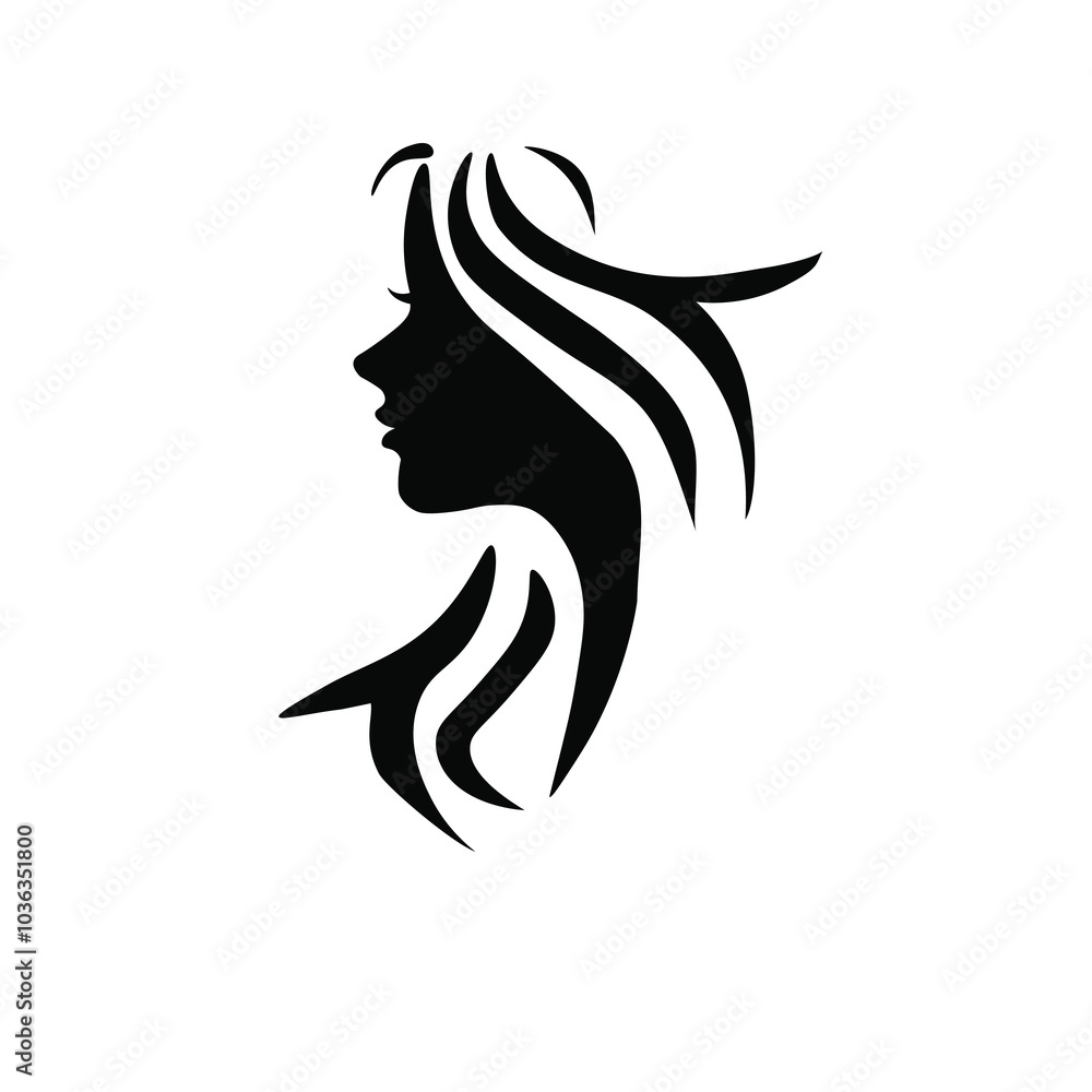 vector art illustration, Woman head logo, minimalist, hairstyle vector art illustration, Woman head logo, minimalist, hairstyle