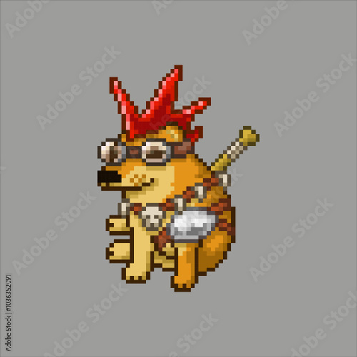 Post apocalyptic dog, pixel art meme