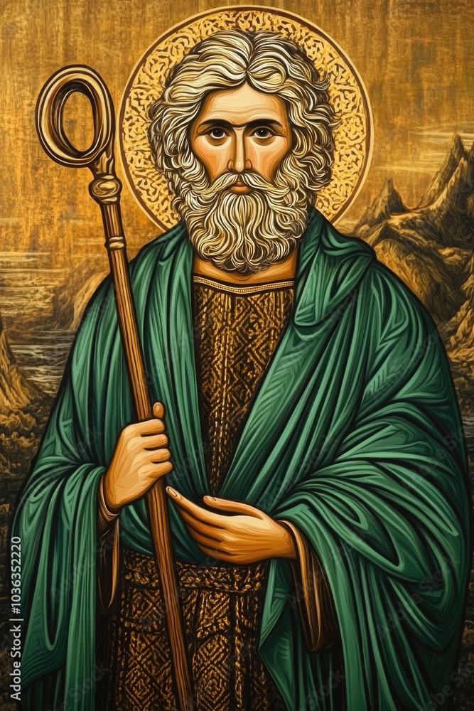 Fototapeta premium The calling of Andrew: a portrayal of the apostle chosen by Jesus, known as the first-called, symbolizing faith and devotion in early Christianity, reflecting his significant role among the twelve.