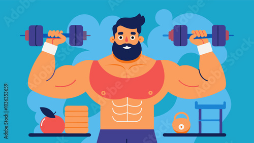 While his gym buddy boasted about using steroids for quick muscle gains the man proudly chose to build his strength and physique through hard work and natural ods.. Vector illustration