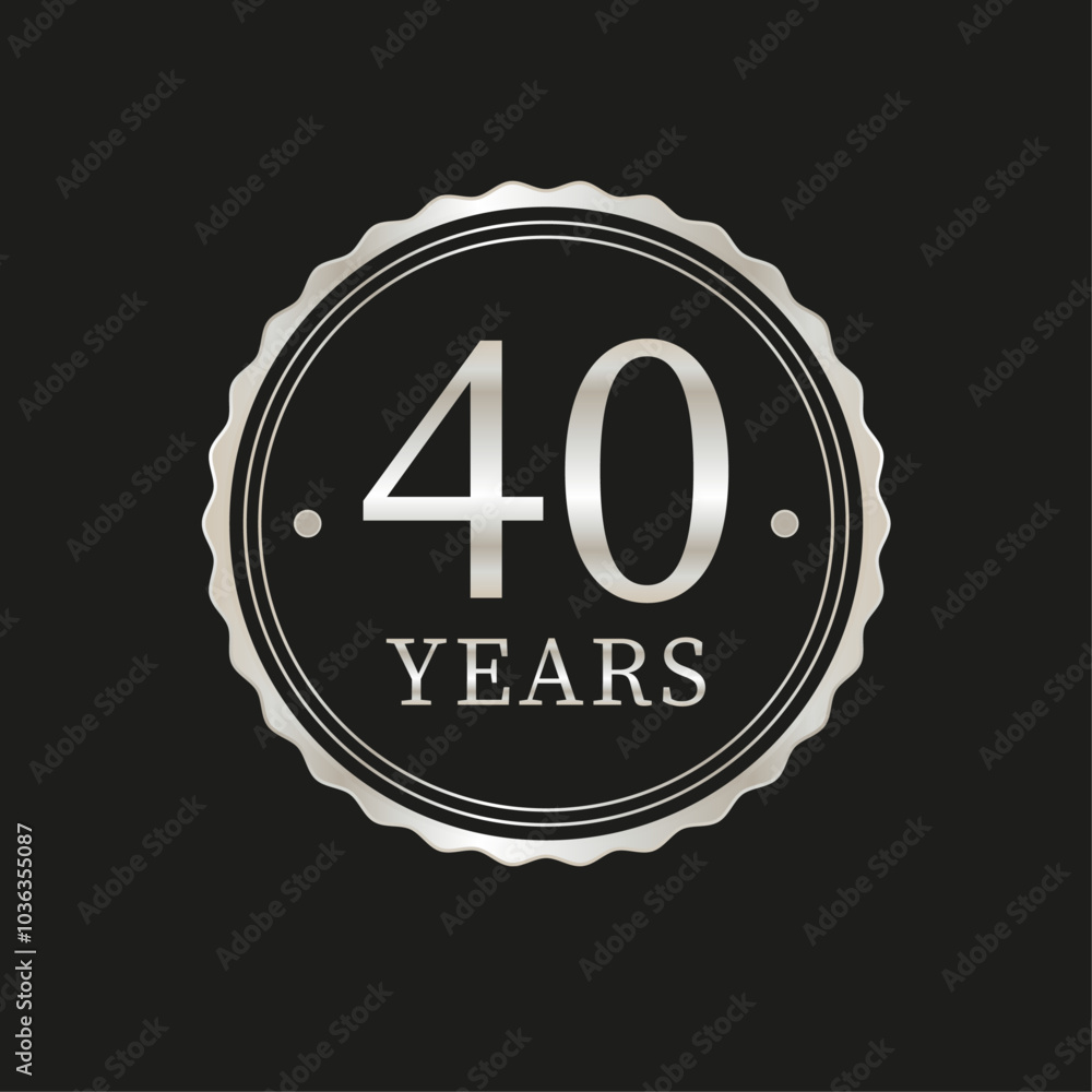 40 years for celebration events, anniversary, commemorative date. metallic beige logo badge stamp 40 years for celebration events, anniversary, commemorative date. metallic beige logo badge stamp