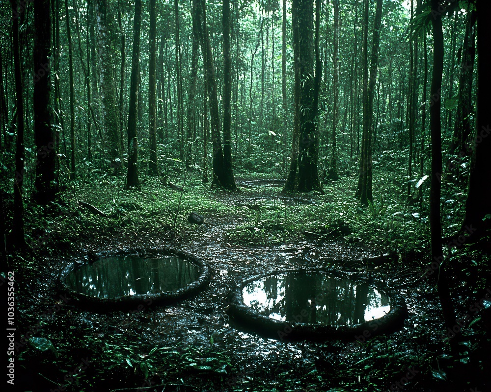 Enchanted Forest Pools, Lush Greenery, Tranquil Woodland Scene, Serene Reflections, Nature Photography, Dense Foliage, Peaceful Forest Setting, Atmospheric Landscape Enchanted Forest Pools, Lush Greenery, Tranquil Woodland Scene, Serene Reflections, Nature Photography, Dense Foliage, Peaceful Forest Setting, Atmospheric Landscape