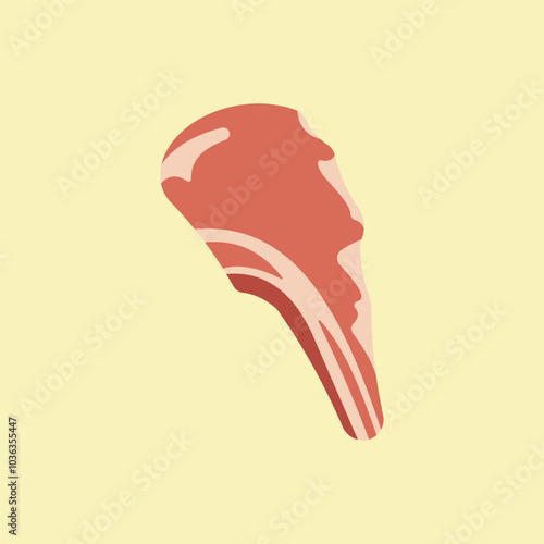 Raw meat piece vector illustration for roasting, grilling, frying. Fresh cattle, veal steak