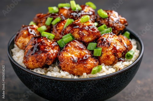 Delicious honey garlic chicken with rice