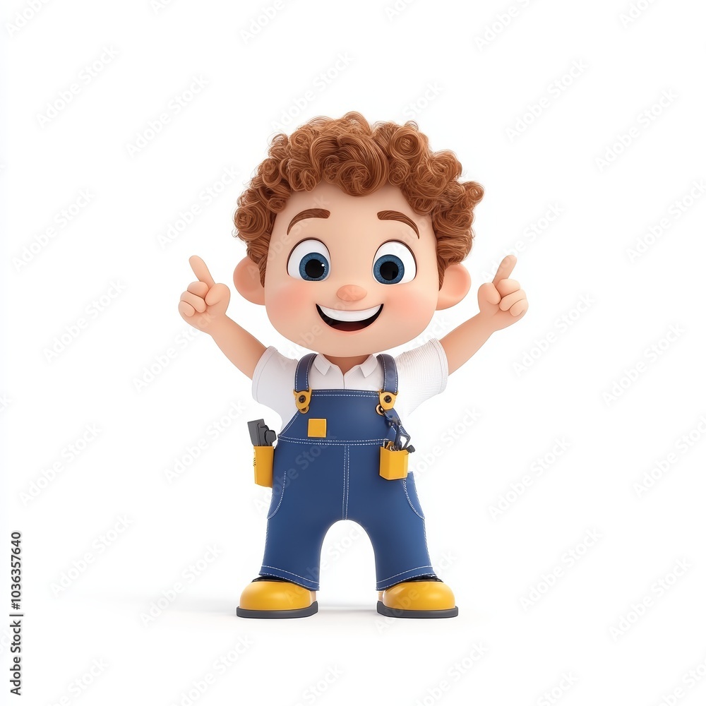 Happy Cartoon Mechanic 3D Character Illustration Happy Cartoon Mechanic 3D Character Illustration