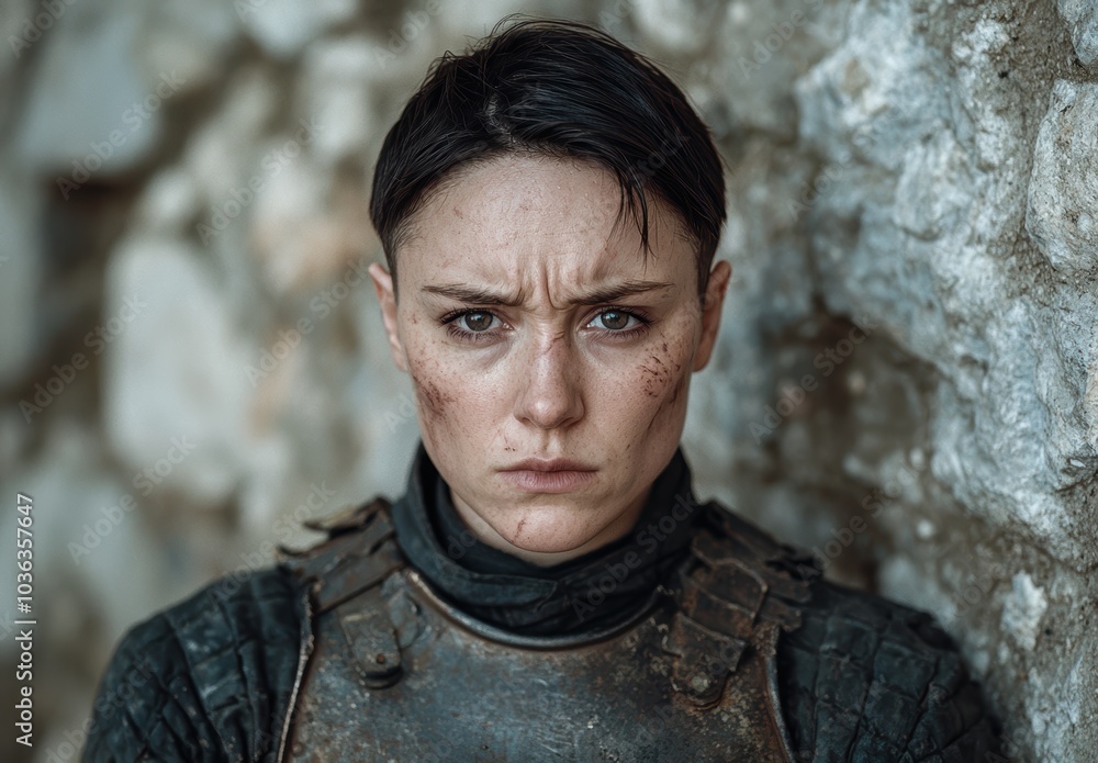 Intense facial expression of a determined young woman Intense facial expression of a determined young woman