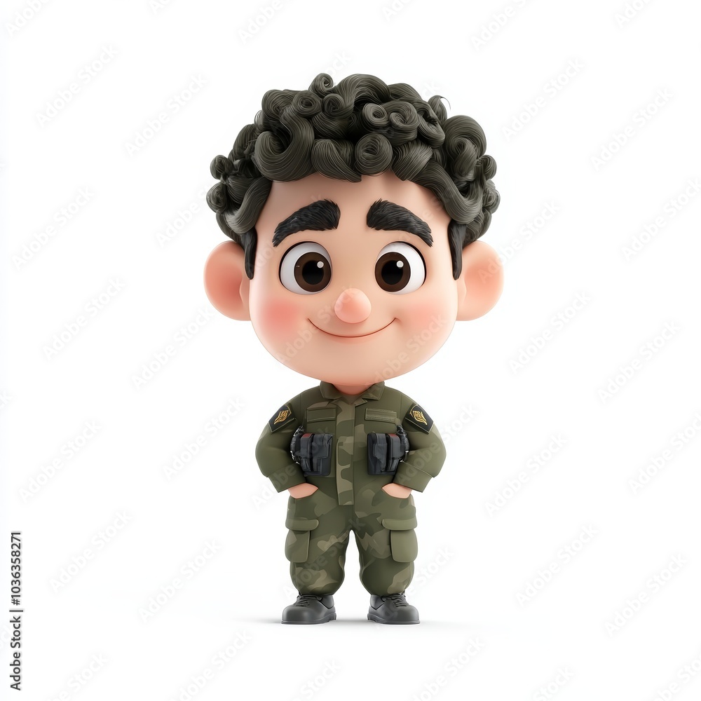 Cute Cartoon Soldier Character in Military Uniform Cute Cartoon Soldier Character in Military Uniform
