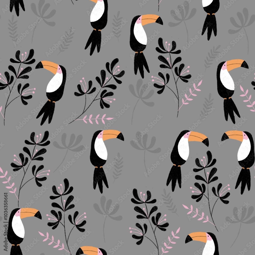 Obraz premium seamless pattern with toucan birds