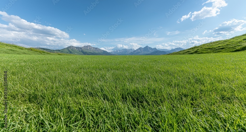 Obraz premium Scenic mountain landscape with green meadow