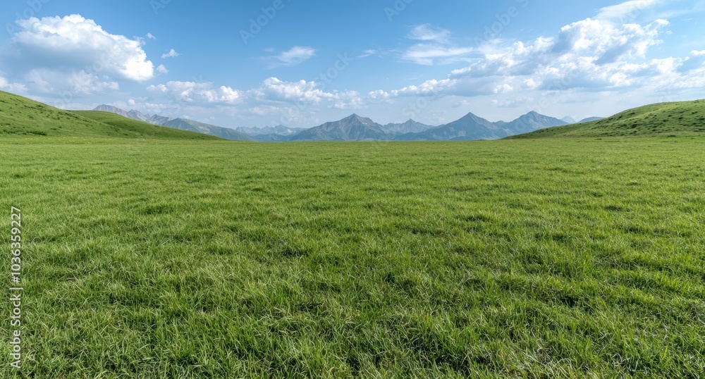 Obraz premium Scenic mountain landscape with green meadow
