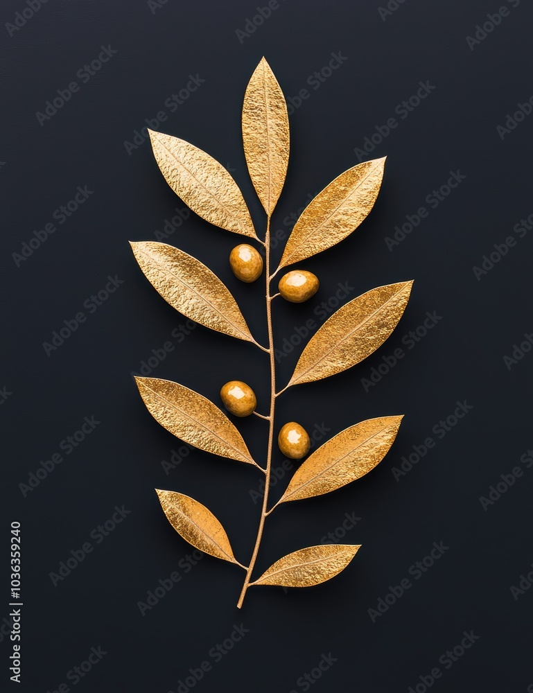 golden leaves and berries on black background golden leaves and berries on black background