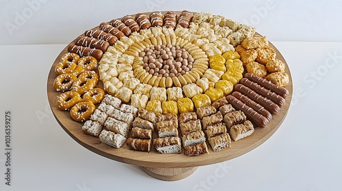 Lager Food Pairing: A wooden platter with lager-friendly bites—soft pretzels, bratwurst, and mustard.  photo