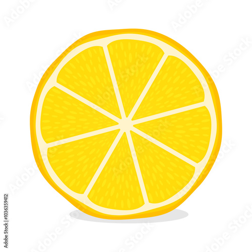 half sliced yellow lemon fruit vector illustration, healthy sweet fruits