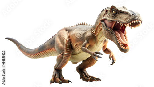 Tyrannosaurus rex dinosaur, transparent or white isolated background