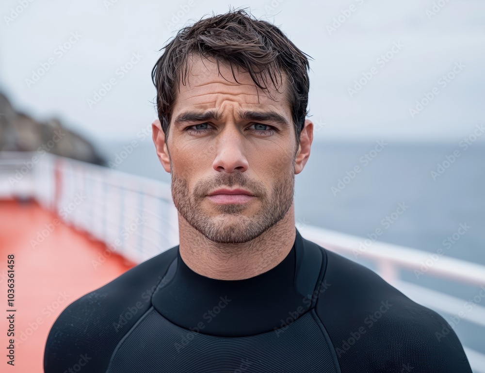 handsome man with rugged look in outdoor setting handsome man with rugged look in outdoor setting